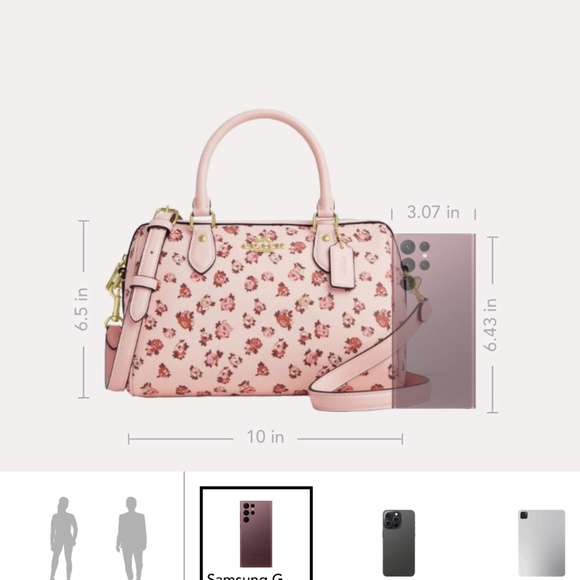 Coach Rowan Satchel Rose Print With Cherry Bag Charm And Off-Brand Duster NWT - Picture 11 of 15